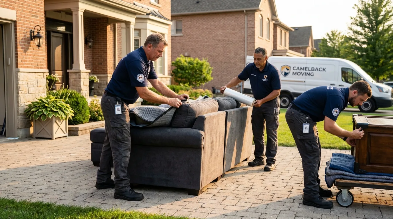 Large estate moving crew wrapping furniture in Cottonwood Falls, KS